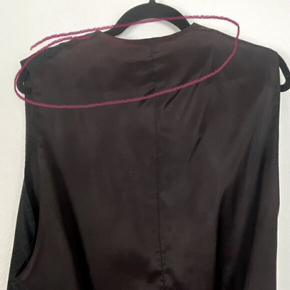 Vintage Mens L Black Tapestry Vest Grunge Wedding Steampunk Gothic Western Boho - Picture 9 of 10